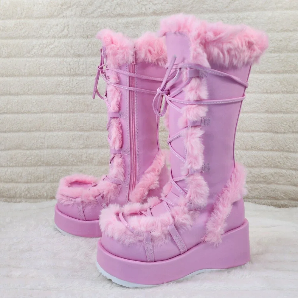 NIB DEMONIA Cubby 311 Stomper Baby Pink Platform Pastel Goth Punk Knee Boots NY - Picture 5 of 9